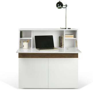 Sekretär Workstation Focus, Weiß/ Walnuss, 110 x 109 x 42 cm