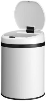 Juskys Automatik Mülleimer mit Sensor 30L - elektrischer Abfalleimer, Bewegungssensor, automatischer Deckel, wasserdicht, Klemmring, Küche - Weiß