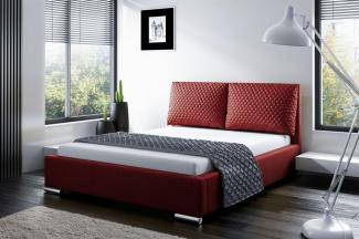 Polsterbett Bett Doppelbett GALENO 140x200 cm in Stoff Rot