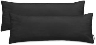 DecoKing 2 Kissenbezüge 40x145 cm Jersey Baumwolle Reißverschluss schwarz Amber