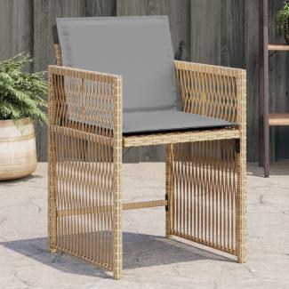 Gartenstühle mit Kissen 4 Stk. Beigemischung Poly Rattan 365040