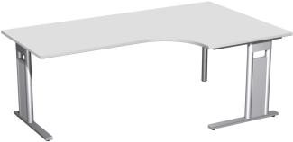 PC-Schreibtisch 'C Fuß Pro' rechts, feste Höhe 200x120x72cm, Lichtgrau / Silber