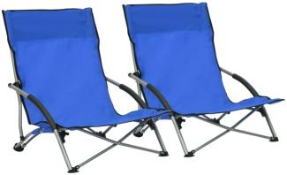 vidaXL Klappbare Strandstühle 2 Stk. Blau Stoff