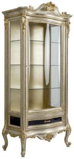 Casa Padrino Luxus Barock Vitrine Silber / Gold - Handgefertigter Massivholz Vitrinenschrank - Barock Wohnzimmer Möbel