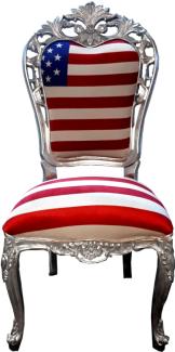 Casa Padrino Luxus Barock Esszimmer Stuhl USA / Silber - Designer Barock Stuhl - Luxus Qualität