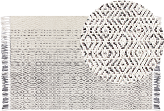 Teppich Wolle weiß grau 140 x 200 cm Kurzflor OMERLI
