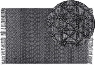 Teppich Wolle schwarz 200 x 300 cm Kurzflor ALUCRA