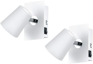 2er Set LED Wandstrahler mit Schalter, Metall Weiß, Spot schwenkbar