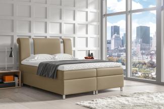 Stylefy 'Asuncion' Boxspringbett Velours Jasmine  Creme 120 x 200 cm