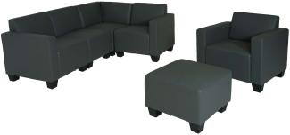 Modular Sofa-System Couch-Garnitur Lyon 4-1-1, Kunstleder ~ dunkelgrau