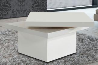Couchtisch Wohnzimmertisch 67x67cm Tischplatte drehbar weiß