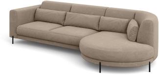 MEBLINI Ecksofa mit Kissen und Metallbeinen - Abgerundetes Sofa - Couch L-Form - Eckcouch - Wohnlandschaft - BOBBY - 319x159x89cm Rechts - Braun Samt