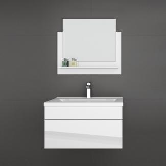 3 teiliges Waschplatz Badmöbel Set hochglanz Weiß