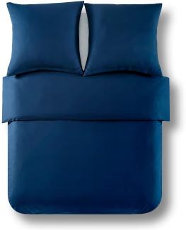 Alreya Renforcé Bettwäsche 240 x 220 cm - 100% Baumwolle mit YKK Reißverschluss, Superweiches Bettbezug, Oeko-TEX® Standard Zertifiziert, Blau, nur Bettbezug