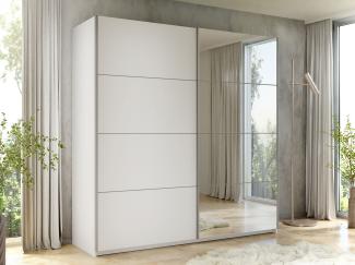 Mirjan24 'Atalio' Kleiderschrank mit 2 Schiebetüren und Spiegel, Holz weiß, 200 x 210 x 60 cm