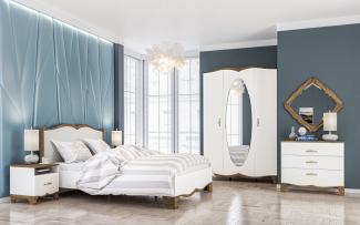 Schlafzimmer-Set "Tiffanie" 7-teilig Doppelbett 160x200cm Weiß Eiche Provence