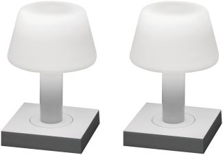 2er Set kleine LED Outdoor Tischleuchten per USB aufladbar, Weiß H: 19cm