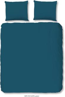 HIP Mako Satin Bettwäsche 2 teilig Bettbezug 135 x 200 cm Kopfkissenbezug 80 x 80 cm Uni Duvet Cover 0280. 68. 08 Petrol