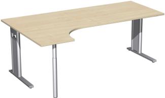 PC-Schreibtisch 'C Fuß Pro' links, feste Höhe 200x120x72cm, Ahorn / Silber