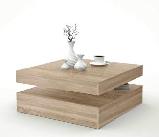 FORTE Coffee Tables Rotierend Couchtisch, Holzwerkstoff, Beige, 78 x 35,4 x 78 cm