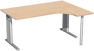 PC-Schreibtisch rechts, höhenverstellbar, 160x120cm, Buche / Silber