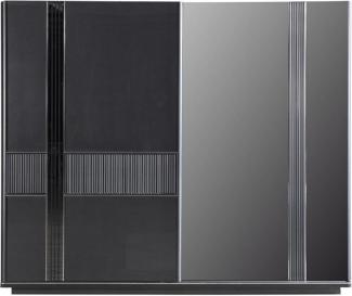 Casa Padrino Luxus Schlafzimmerschrank Grau / Schwarz / Silber 260 x 72 x H. 218 cm - Edler Massivholz Kleiderschrank mit 2 Schiebetüren - Luxus Schlafzimmer Möbel