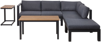 Lounge Set Kunstholz schwarz 5-Sitzer Auflagen grau MESSINA