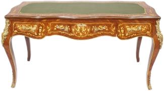 Casa Padrino Luxus Barock Schreibtisch Mahagoni Intarsien / Gold 155 cm - Antik Stil Sekretär Luxus Möbel