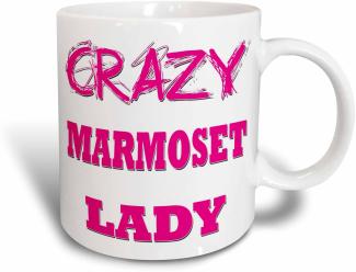 3dRose Crazy Marmoset Lady-Mug, Keramik, Weiß, 10. 16 cm x 7,62 x-Uhr