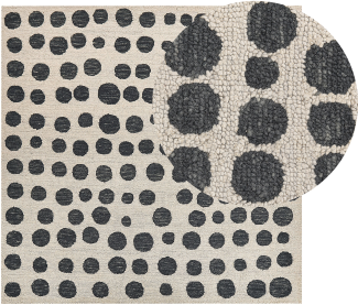 Teppich beige schwarz 200 x 200 cm gepunktetes Muster HAVRAN