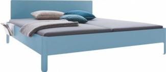 NAIT Doppelbett farbig lackiert Silbertannenblau 160 x 200cm Mit Kopfteil