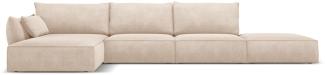 Micadoni 5-Sitzer Ecke links Sofa Kaelle | Bezug Beige | Beinfarbe Black Plastic