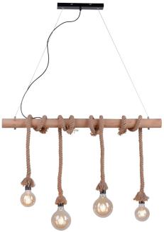 LED Hängeleuchte, Holz-Balken, Seil, L 100 cm, ROPE