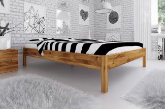 Bett Bento 1 Sonderlänge 180x220 Wildeiche massiv ohne Kopfteil mit Holzbeinen