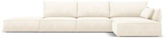 Micadoni 5-Sitzer Ecke rechts Sofa Kaelle | Bezug Light Beige | Beinfarbe Black Plastic