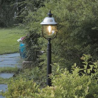 LED Außen Standlaterne Wegeleuchte im Landhausstil, Schwarz-Silber, Höhe 125cm