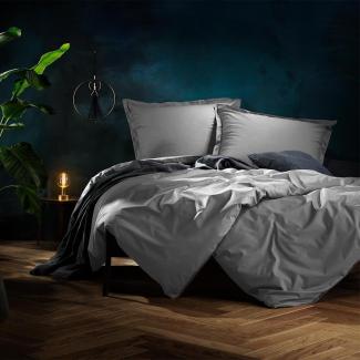 Lorena Uni Mako-Satin Bettwäsche Classic Stehsaum|155x220 cm + 80x80 cm| taube