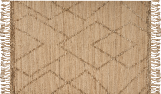 Teppich Jute beige 160 x 230 cm geometrisches Muster Kurzflor HANDERE