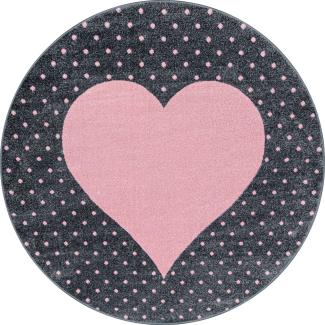 Kinder Teppich Bianca rund - 120 cm Durchmesser - Pink