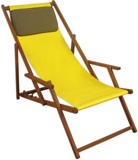 Deckchair gelb Liegestuhl klappbare Sonnenliege Gartenliege Holz Strandstuhl Gartenmöbel 10-302KD