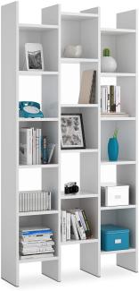 Bücherregal mit quadratischen Regalen, artik weiße Farbe, Maße 96 x 192 x 29 cm