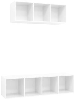 vidaXL 2-tlg. TV-Schrank-Set Hochglanz-Weiß Spanplatte [3079796]