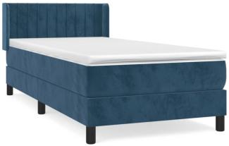 Boxspringbett mit Matratze Dunkelblau 80x200 cm Samt (Farbe: Blau)