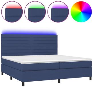 Boxspringbett mit Matratze & LED Stoff Blau 200 x 200 cm, Härtegrad: H2 [3134987]