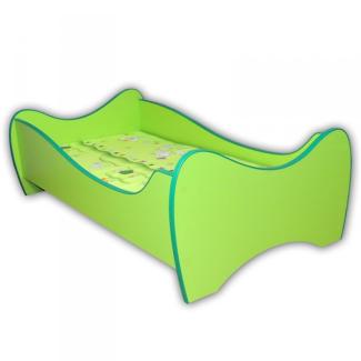 Kinderbett Curly inkl Rollrost mit geschwungenen Holzlatten + Matratze 70*140 cm grün