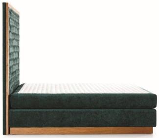 Casa Padrino Luxus Doppelbett Dunkelgrün / Naturfarben - Verschiedene Größen - Modernes Massivholz Bett mit Kopfteil - Moderne Schlafzimmer Möbel - Luxus Kollektion
