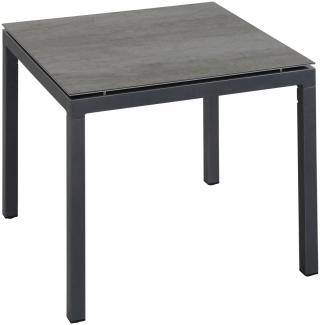 Inko Gartentisch Aluminium graphit 90x90 cm Terrassentisch Tischplatte nach Wahl Deropal weiß