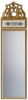 Casa Padrino Wandspiegel Weiß / Mehrfarbig / Antik Gold 44,5 x H. 164 cm - Prunkvoller Spiegel im Neoklassischen Stil