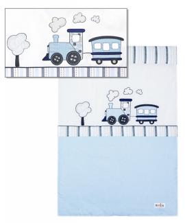 Belily 'Eisenbahn' Krabbeldecke 100 x 135 cm blau/grau/weiß