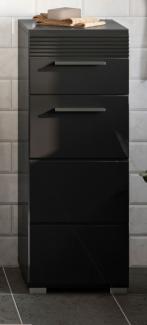 Badezimmer Kommode Linus in schwarz Hochglanz 30 x 79 cm